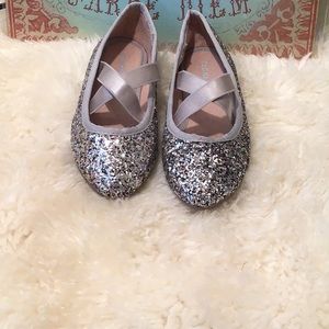 Sparkly silver ballet flats